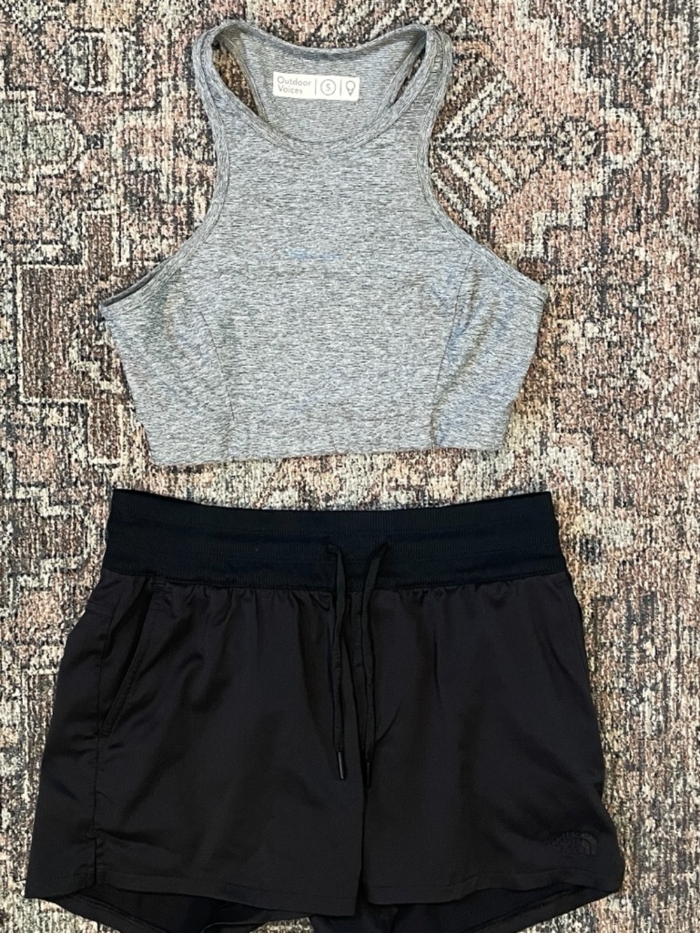 Outdoor Voices Athena Crop Top Small Gray Athletic Racerback Yoga Workout Tank